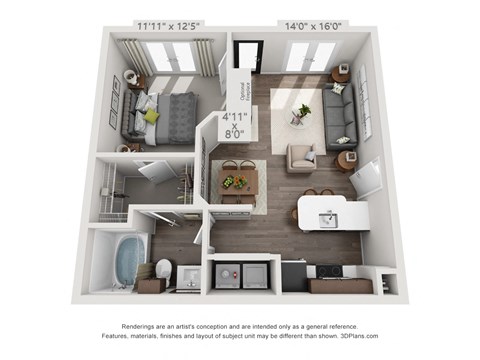 a 2 bedroom192 sqft floor plan